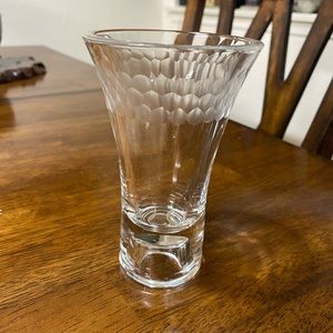 Lovely etched glass vase/taper candle holder